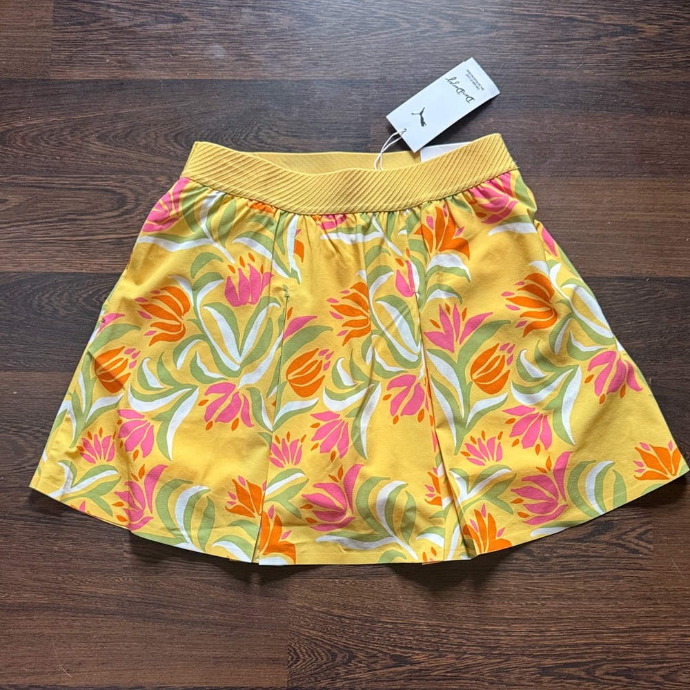PUMA X Dani Dazey Women's 15" Pleated Golf Skort Floral Yellow XS